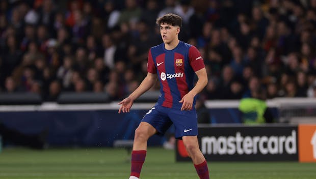 BARCELONA, SPAIN - MARCH 12: Pau Cubarsi of FC Barcelona during the UEFA Champions League 2023/24 round of 16 second leg match between FC Barcelona and SSC Napoli at Estadi Olimpic Lluis Companys on March 12, 2024 in Barcelona, Spain. (Photo by Jonathan Moscrop/Getty Images) (Photo by Jonathan Moscrop/Getty Images)