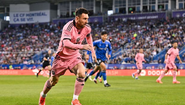 MONTREAL, CANADA - MAY 11: Lionel Messi #10 of Inter Miami runs the field in the game against CF Montréal during the first half at Saputo Stadium on May 11, 2024 in Montreal, Quebec, Canada. Inter Miami defeated CF Montréal 3-2. (Photo by Minas Panagiotakis/Getty Images)