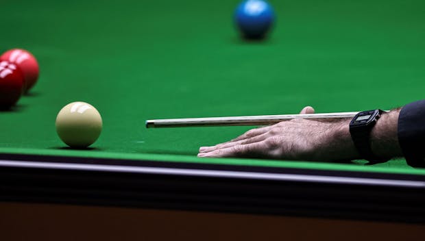 SHANGHAI, CHINA - SEPTEMBER 17:Ronnie O'Sullivan of England plays a shot in the final match against Luca Brecel of Belgium on Day 7 of World Snooker Shanghai Masters 2023 at Shanghai Stadium on September 17, 2023 in Shanghai, China.(Photo by